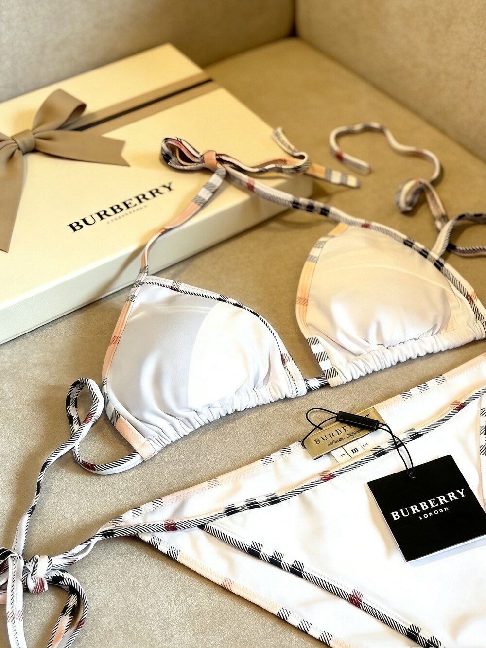 Burberry Check Trim Bikini in Swimwear